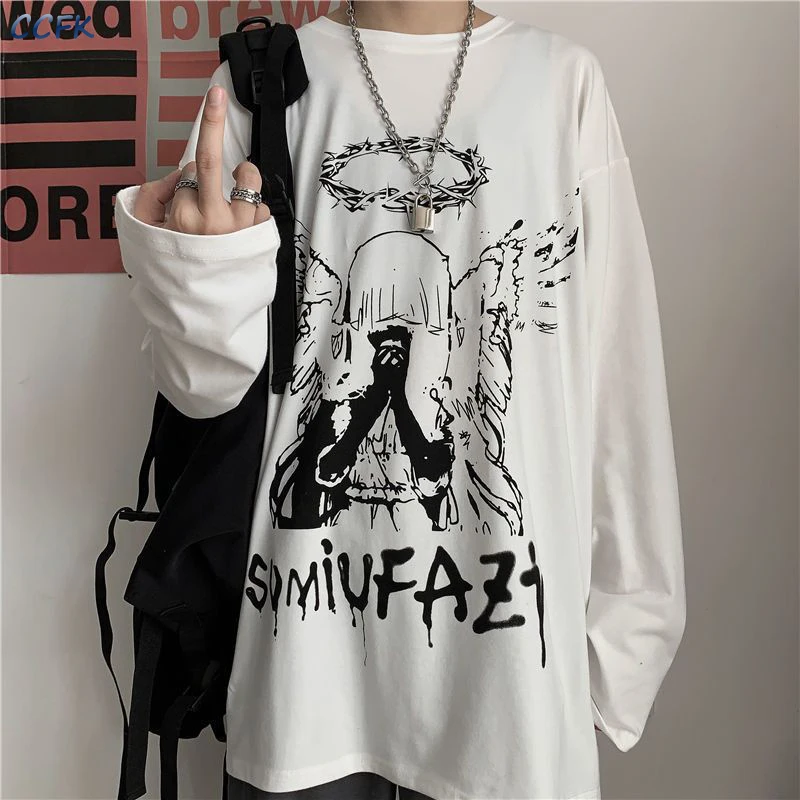 EMO Gothic Clothes Long Sleeve Plus Size T-shirts Women Punk Top Men Harajuku Grunge Clothes Hip Hop Streetwear Alt Aesthetic cute summer crop tops