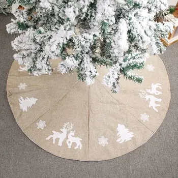 

1pc Christmas Tree Skirt Snowflake Embroidered Carpet for Xmas Tree Decorations For Home