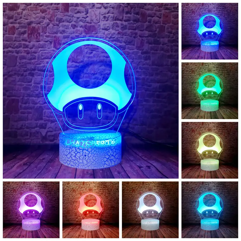 Марио тоад figutas Juguetes 3D иллюзия светодиодный настольный ночник красочный меняющийся Свет Супер Марио Bros аниме фигурка ребенок декор из