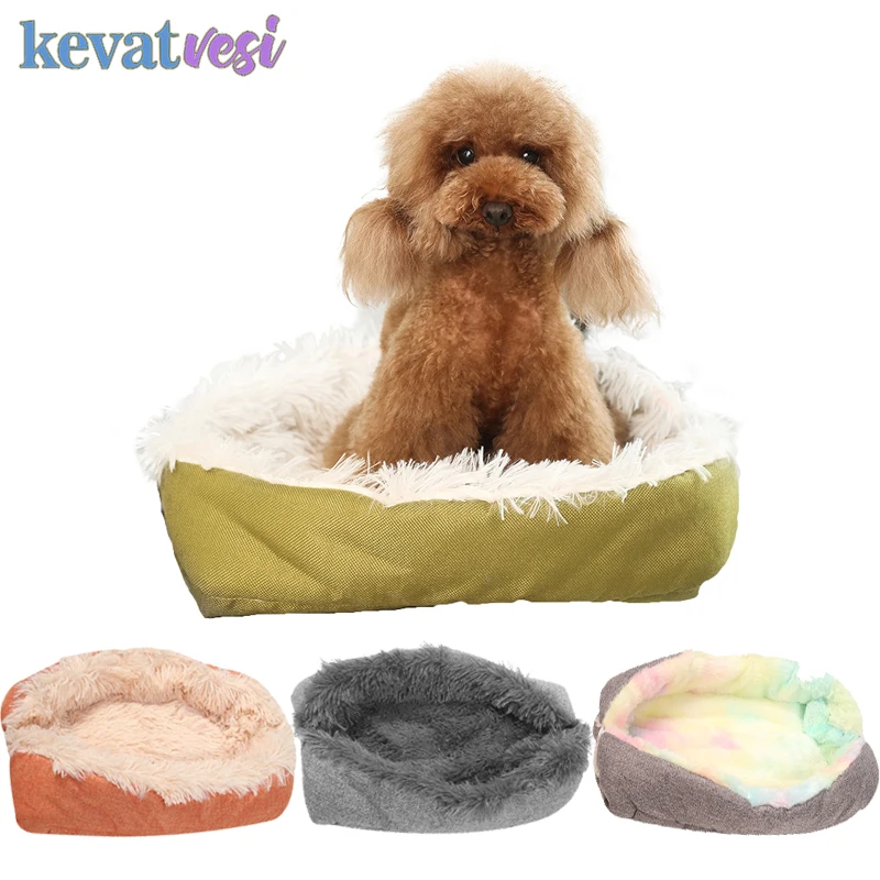 

2 In 1 Soft Dog Bed Mat Winter Warm Cat Sleeping House Nest Foldable Long Plush Pet Kennel Sofa Chihuahua Pug Dog Accessories