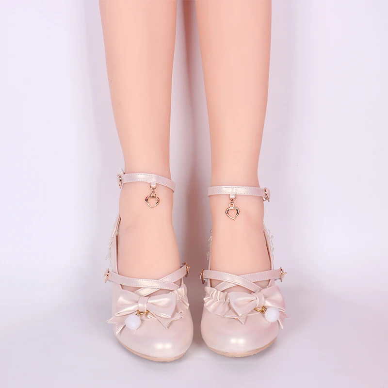 «Сладкая принцесса» туфли в стиле «Лолита» в винтажном стиле; круглый носок с перекрестными ремешками женская обувь милое кружевное платье с оборками и бантом обувь Kawaii лоли для костюмированной вечеринки