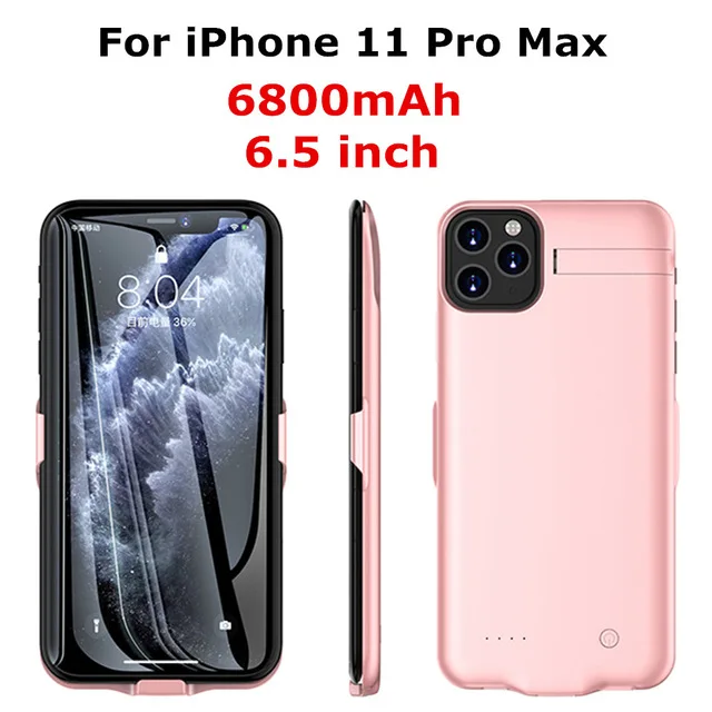 Pink for 11 Pro MAX Ультратонкий чехол-накладка Мощность Батарея чехол для iphone 11 с стенты поддерживающих колесиков выполнены Батарея чехол для iphone 11 Pro Max Все включено» позволяет легко убирать за 11 - Цвет: Pink for 11 Pro MAX