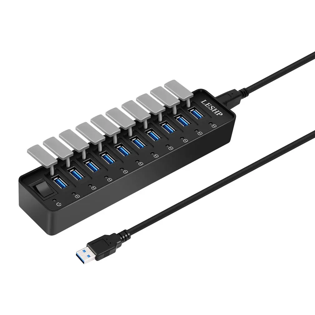 10 портов USB 3 0 концентратор Высокоскоростной 5 Гбит/с данных разветвитель с
