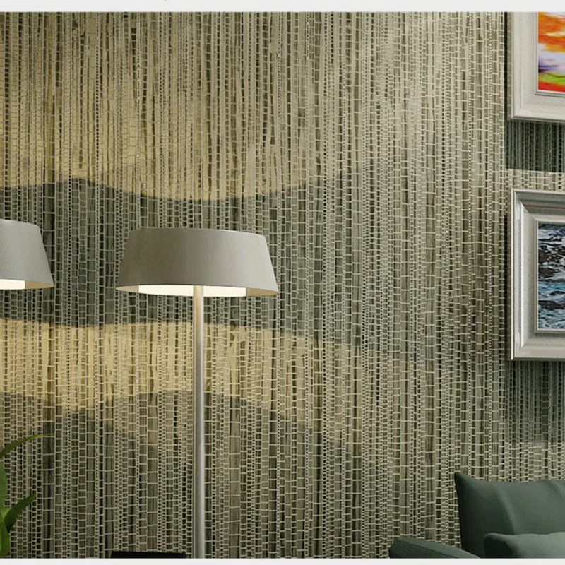 

Modern Chinese Style Plain Color Faux Straw Non-woven Wallpaper Bedroom Living Room Library Hotel Khaki Foaming Wallpaper