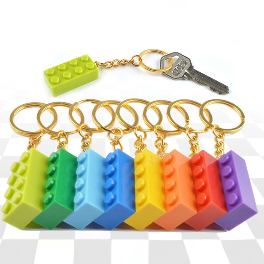 5Pcs/set Color Random Key Ring Heart Blocks Building Blocks Accessories
