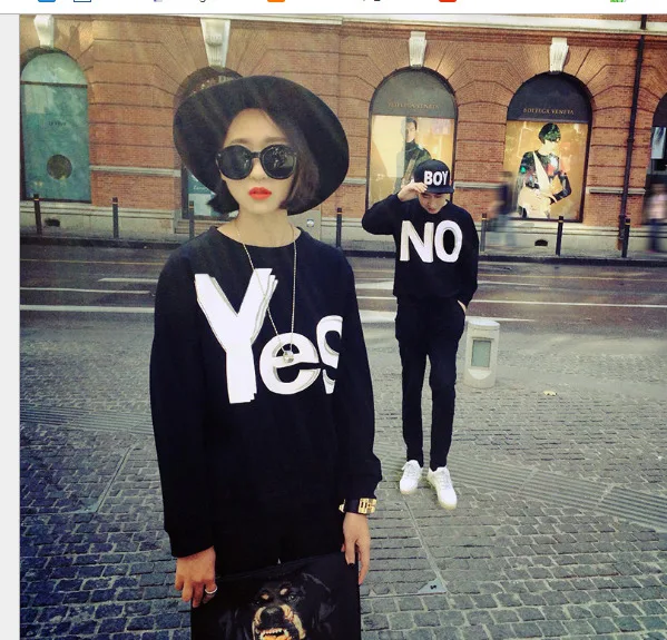 YES thin section Модная уличная одежда с надписью "yes" "no" для пары, пуловер, топы, Осень-зима размера плюс, женская и мужская Свободная Толстовка - Цвет: YES thin section