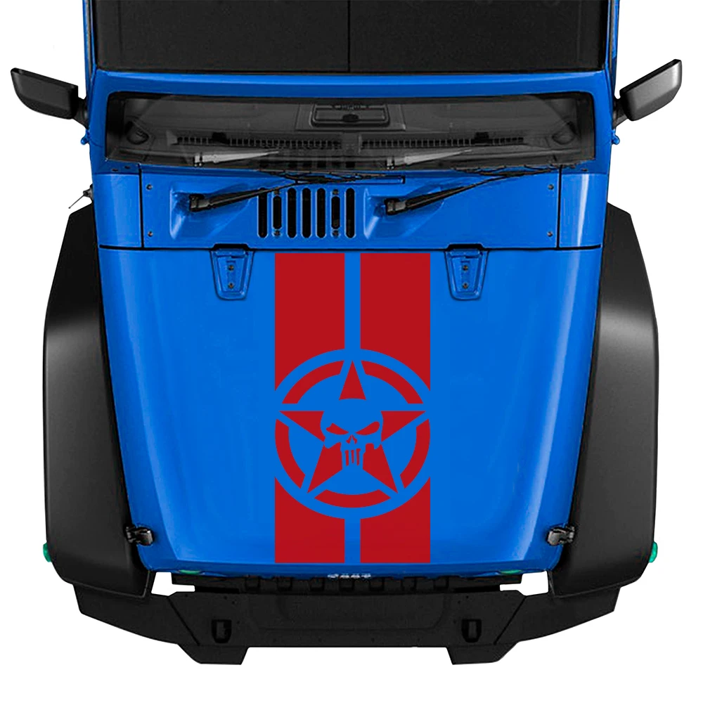 Skull Army Hood Decals For Jeep 3