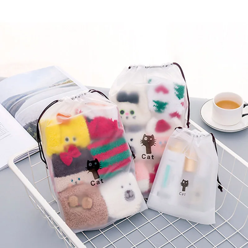 Cute Cat Transparent Cosmetic Bag Travel Makeup Case Women Zipper Make Up Bath Organizer Storage Pouch Toiletry Wash Beaut Kit