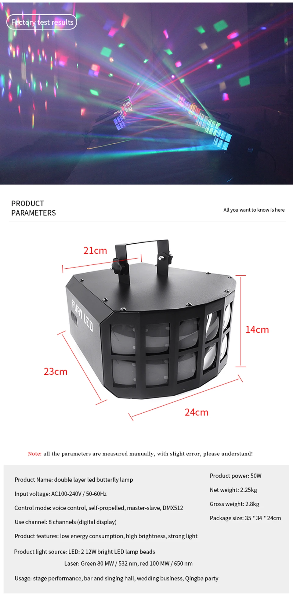 RGB Colorful Led Double-layer Butterfly Lights DMX Controller Stage Effect Light