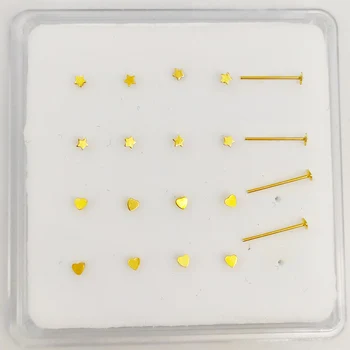 

925 sterling silver mix Heart Star Nose stud fashion Nose piercing jewelry pack of 20pcs
