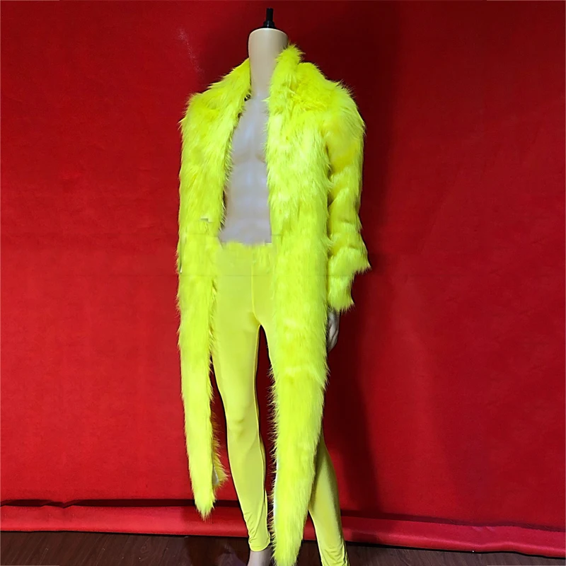 ballroom outfit for men Gogo Dancer Costume Male Fluorescent Green Fur Blouse Coat Pants Men Rave Outfit Burning Man Nightclub Festival Clothing XS2772 mens ballroom dancewear