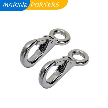 

2PCS Rigid Loaded Fixed Eye Spring Snap Hook Clips Marine Hardware Accessories For Boats Sailing Kayak Hiking Camping Climbing