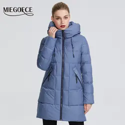 MIEGOFCE 2019 Зимняя женская коллекция женская теплая куртка сделан с настоящего биопуха ветрозащитный стоячий воротник с капюшоном пуховик