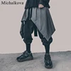 Michalkova irrégulière Hip Hop hommes ceinture jupe pantalon Harajuku réglable Streetwear noir plissé tablier gothique survêtement ourlet ► Photo 3/6