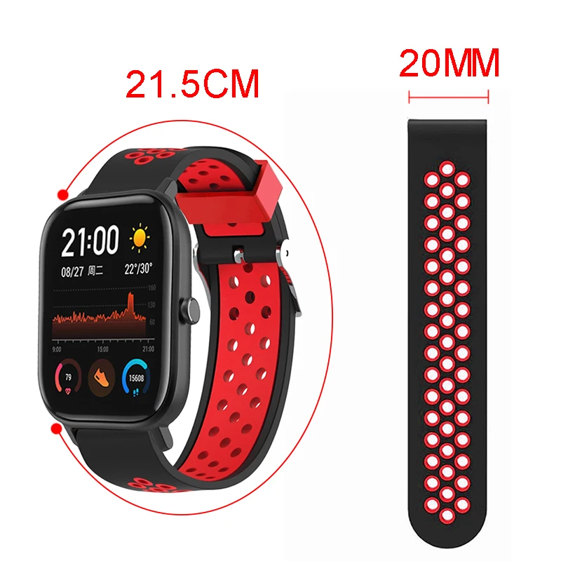 Для Amazfit GTS Смарт-часы ремешок спортивный силиконовый сменный ремешок двухцветный дышащий ремешок с отверстием для Amazfit GTS силиконовый ремешок