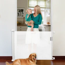 Valla retráctil de seguridad para bebés y niños, valla de entrada para evitar que las escaleras se caigan y entre en la cocina por accidente