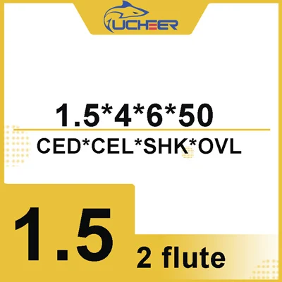 6D1.5d4l50L UCHEER Цена со скидкой; CNC инструменты HRC50 2 каннелюра с 4/6 мм сплав с ЧПУ твердосплавные фрезерные пластины Вольфрам Сталь цилиндрическая фреза с твёрдосплавной пластиной - Длина режущей кромки: 6D1.5d4l50L