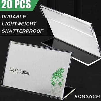 

Acrylic Name Card Display Holder Label Sign Tag Shop Stands 9cmx6cm Clear L Shape Table Sign Price Tag Label Display Stand