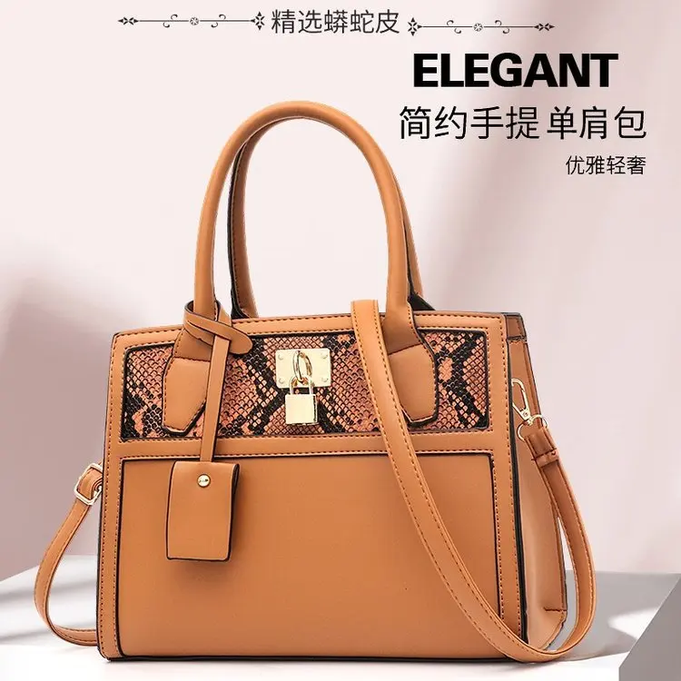 

New Style 2019 Fashion WOMEN'S Bag Snakeskin Shoulder Bag Large Capacity Korean-style Versatile Zipper Portable Shoulder Bag