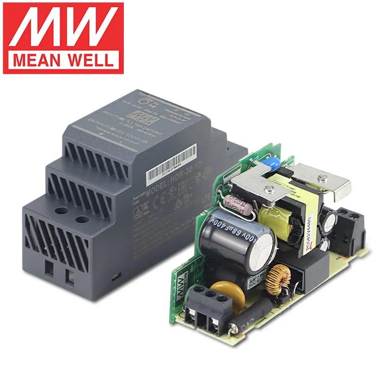 DIN 레일 HDR 스위칭 전원 공급 장치, Meanwell 전원 장치, smps Mean Well HDR-60-24, 30 W, 60 W, 100 W, 150W, 5V, 12V, 15V, 24V, 48V