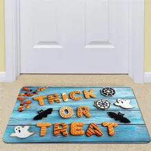 Полиэстер квадратный Хэллоуин Тыква элементы шаблон ковер ванная комната Кухня Противоскользящий Пол коврик дверь кухня Вход#3S4