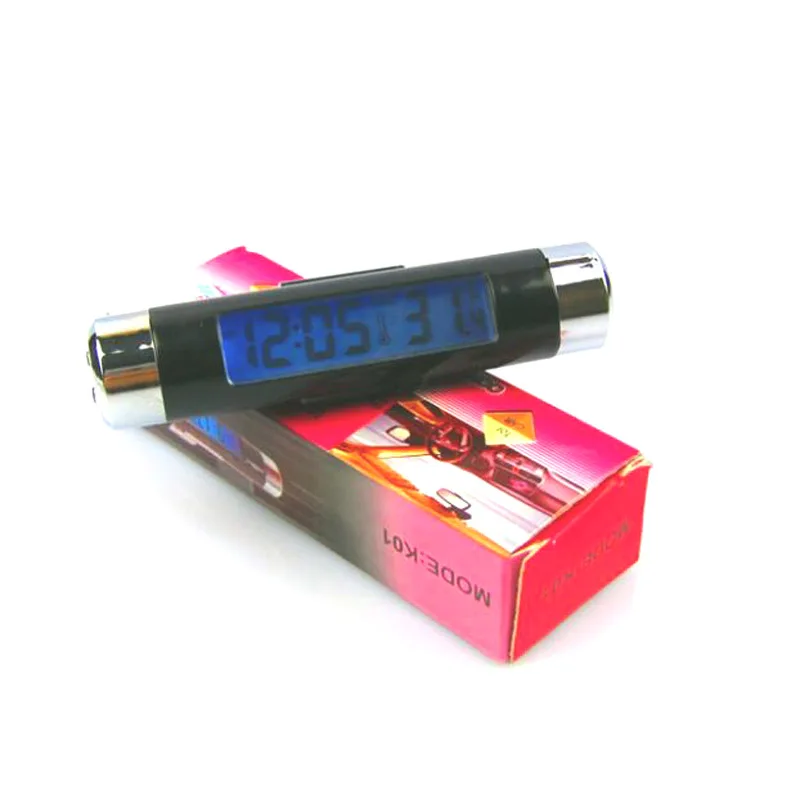 

Portable 2 in 1 Automotive Car Digital Electronic LCD Clock Time Thermometer Temperature Display with Blue Backlight & Battery