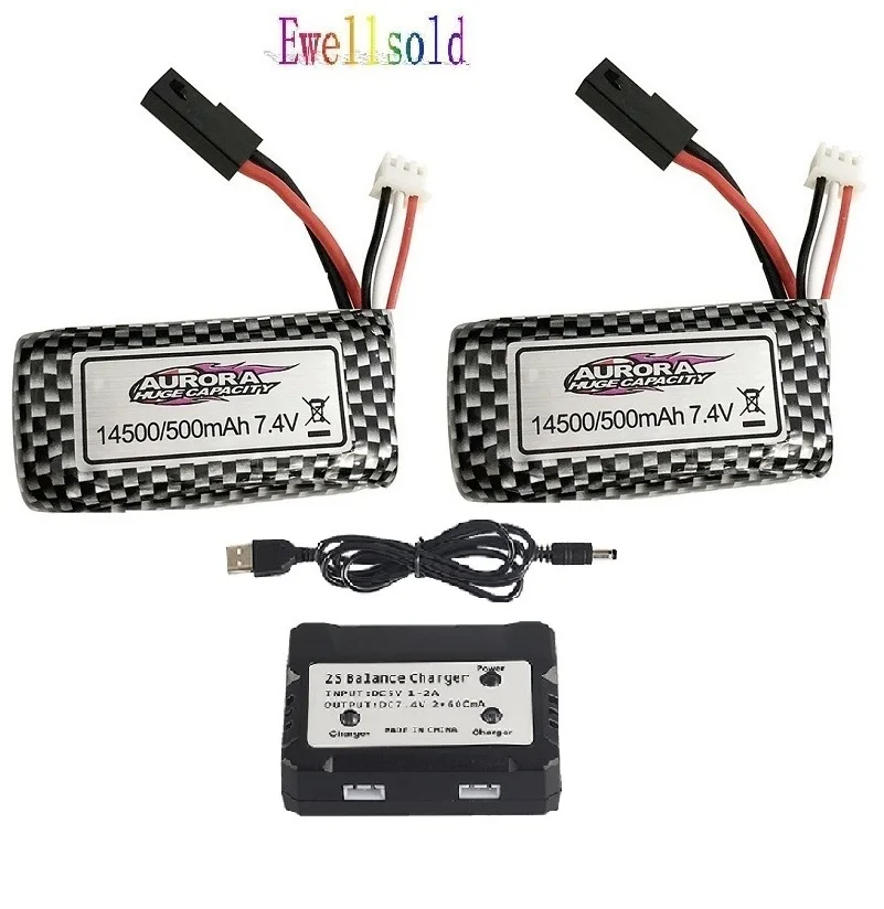 Ewellsold 7 4 В 500 мАч/7 v 1000mAh литий-полимерный аккумулятор 14500 для XLH 9130 9136 9137 Q901 высокая