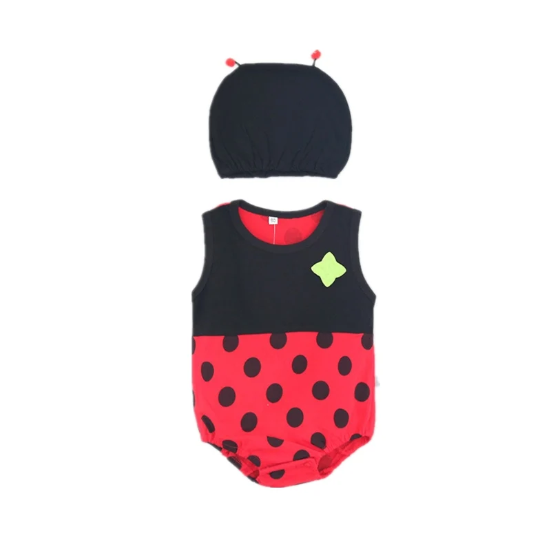 Summer Baby  Clothes Candy Color Lovely Fruit Animal Clothes One-piece Sleeveless Bodysuit with Hat Suits Set Baby Girls Clothes Baby Bodysuits classic