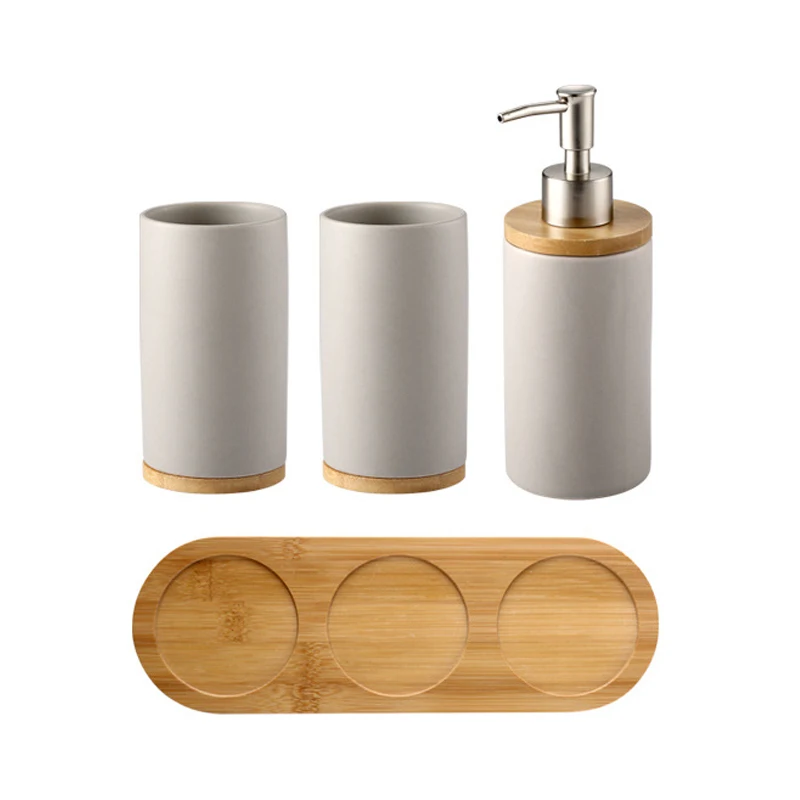 2Cup--1Bottle UNTIOR 3PCS Ceramic Bathroom Accessories Set Fashion Soap Dispenser Toothbrush Holder Tumbler Ceramic Household Bathroom Product - Цвет: 2Cup--1Bottle