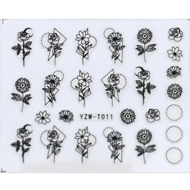 Nail Stickers for Manicure Nail Sticker Sliders For Nails Decal Self-adhesive Nails Figures Transfer Black DIY Accessories YZW-T011 balck