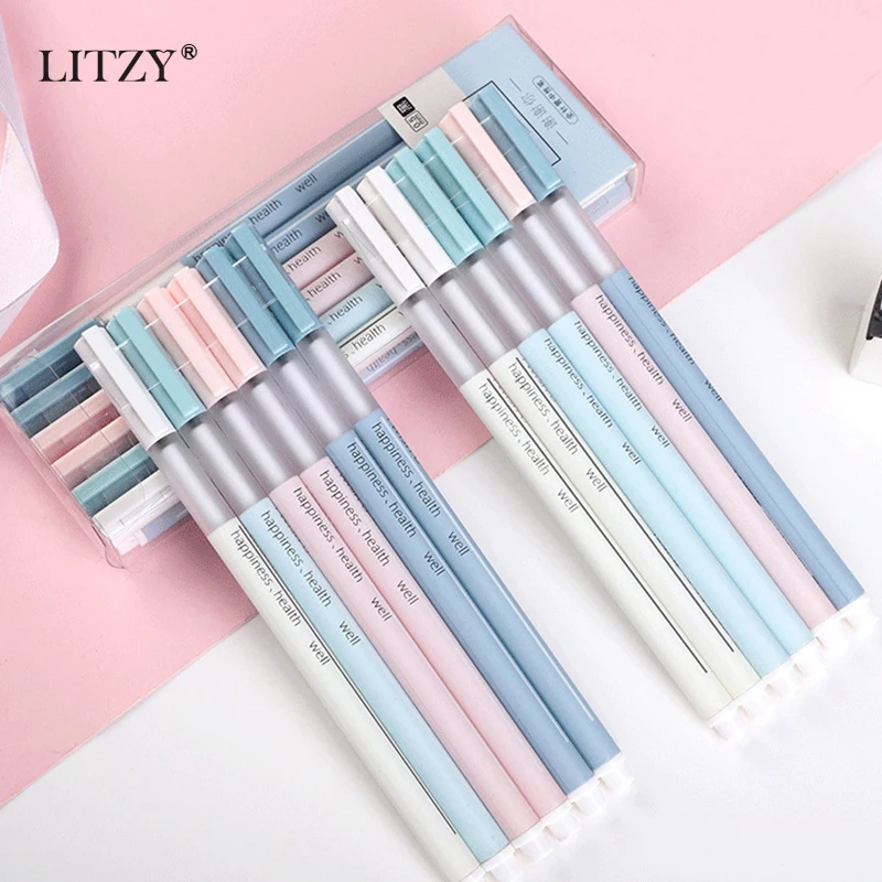 

LITZY 4/8pcs/lot Cute Gel Pen 0.5mm Black Ink Kawaii Neutral Pens For Office School Writing Tools Student Stationery Supplies