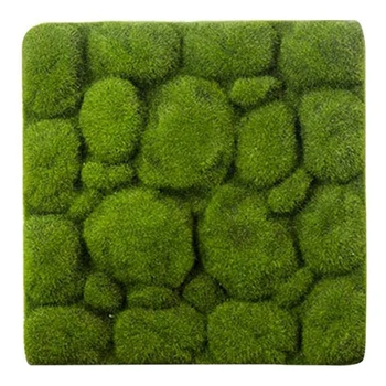 

Grass Mat- Stone Shape Indoor Green Artificial Lawns Turf Carpets Fake Sod Moss for Home Hotel Wall Balcony Decor