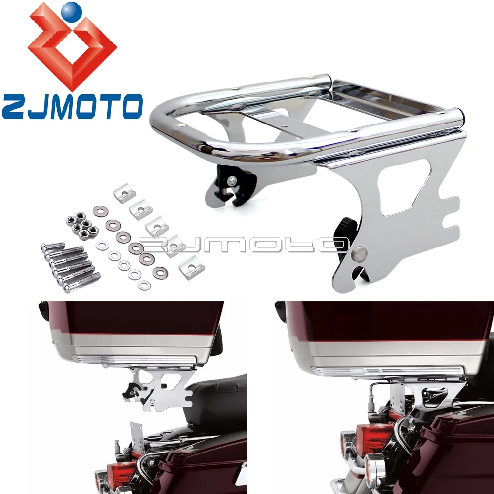 

Chrome Motorcycle Detachable Two-Up Tour Pak Mounting Luggage Rack For Harley Touring Road King FLHR FLTR FLHRC FLHRS 1997-2008