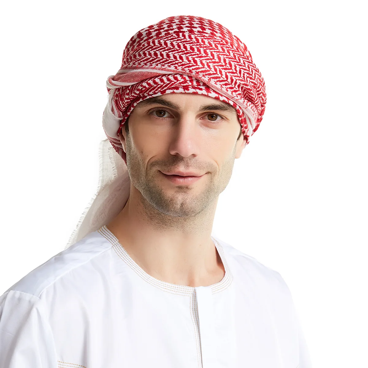 Arab Men Head Scarf Adult Shemagh Keffiyeh Muslim Saudi Tactical Desert Square Wool Scarf Islam Headdress Shawl Turban Eid Gift mens red scarf