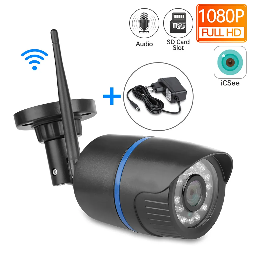 

Techege WIFI IP Camera Audio Record 1080P HD Network 2.0MP Wireless Camera Onvif Night Vision Waterproof Camera TF Card Storage