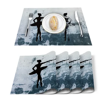 

Ballet Dancer Danced Wall Placemat Washable Cotton Linen Table Cloth Pad Mat Rectangle Placemats Heat Resistant