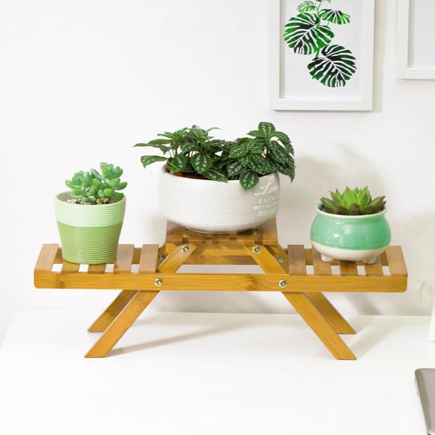 Flower Shelf Solid Wooden Floor Multi-Layer Folding Flower Stand Balcony Living Room Office Succulent Pot Rack