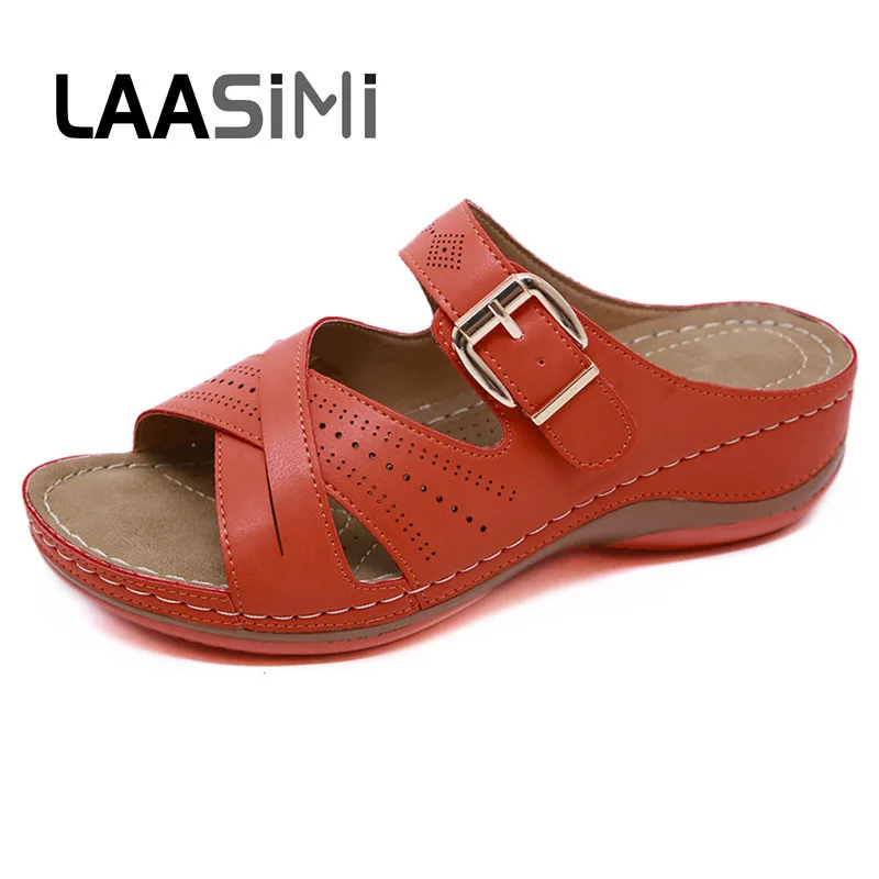 

LAASIMI Women Slippers Hook Loop Summer Outdoor Casual Sandals Women Hollowing Slip On Summer Shoes Female Slides 2019