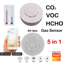 4 pçs wi fi tuya inteligente detector de dióxido carbono co2 sensor gás formaldeído voc temperatura umidade sensor controle app caixa ar