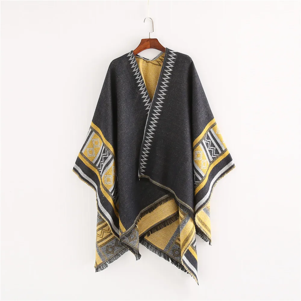 

2019 New Fashion Winter Warm Geometric Ponchos Capes For Women Oversized Shawls and Wraps Cashmere Pashmina Female Bufanda Mujer