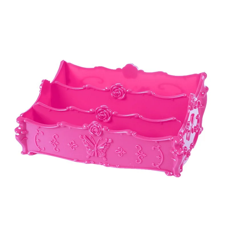 rose red Пластиковый органайзер для косметики Настольный ящик для хранения гостиная домашний дистанционный контрольный контейнер кейс для косметики офисная отделочная коробка - Цвет: rose red