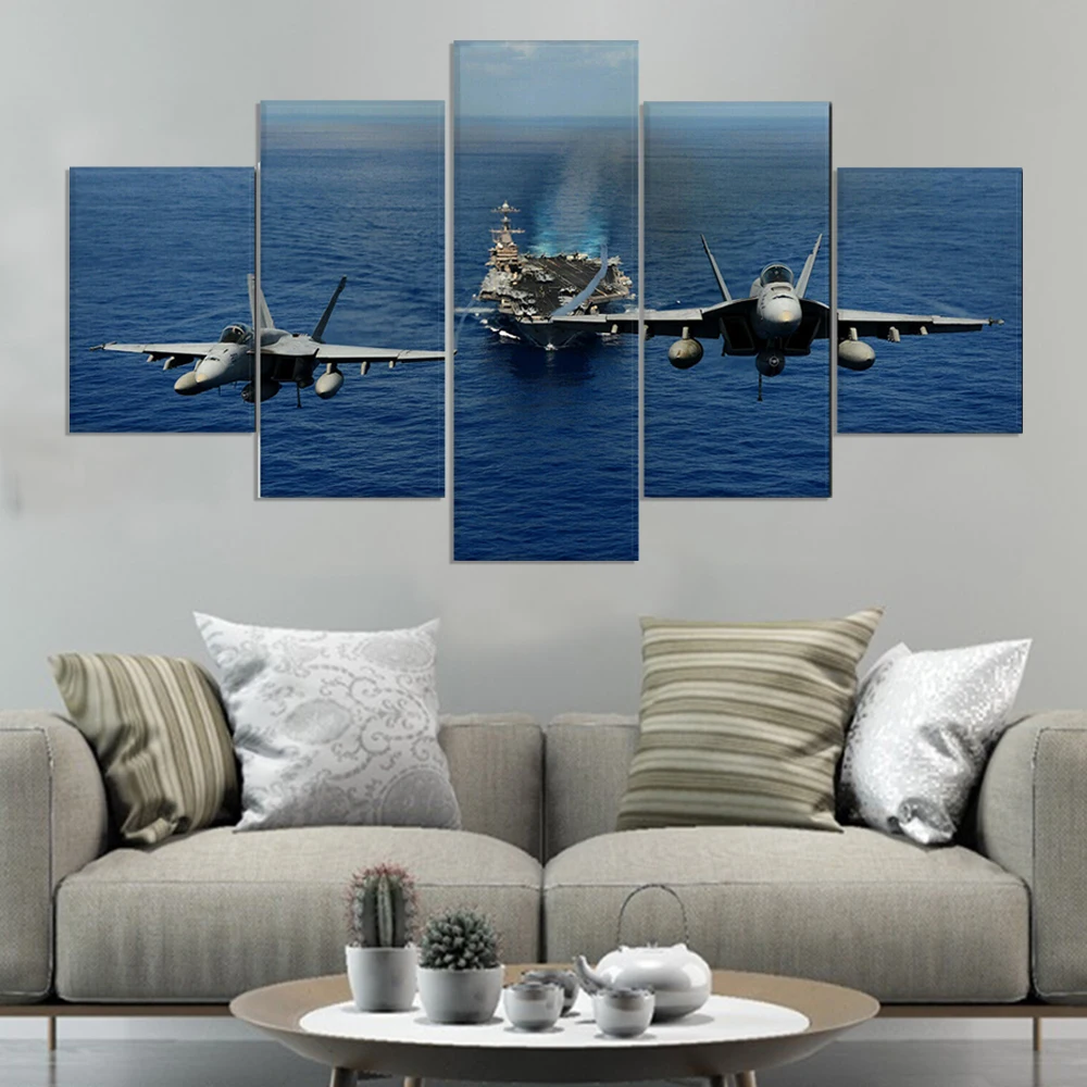 Wall Art 5 шт. струй тюленей ВМС США Холст Картина корабль истребитель бой Плакаты для