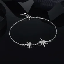 Двойной восьмиугольник звезды для женщин ручной браслет цепочка из чистого серебра 925 пробы браслет Monaco новое украшение браслет feminina