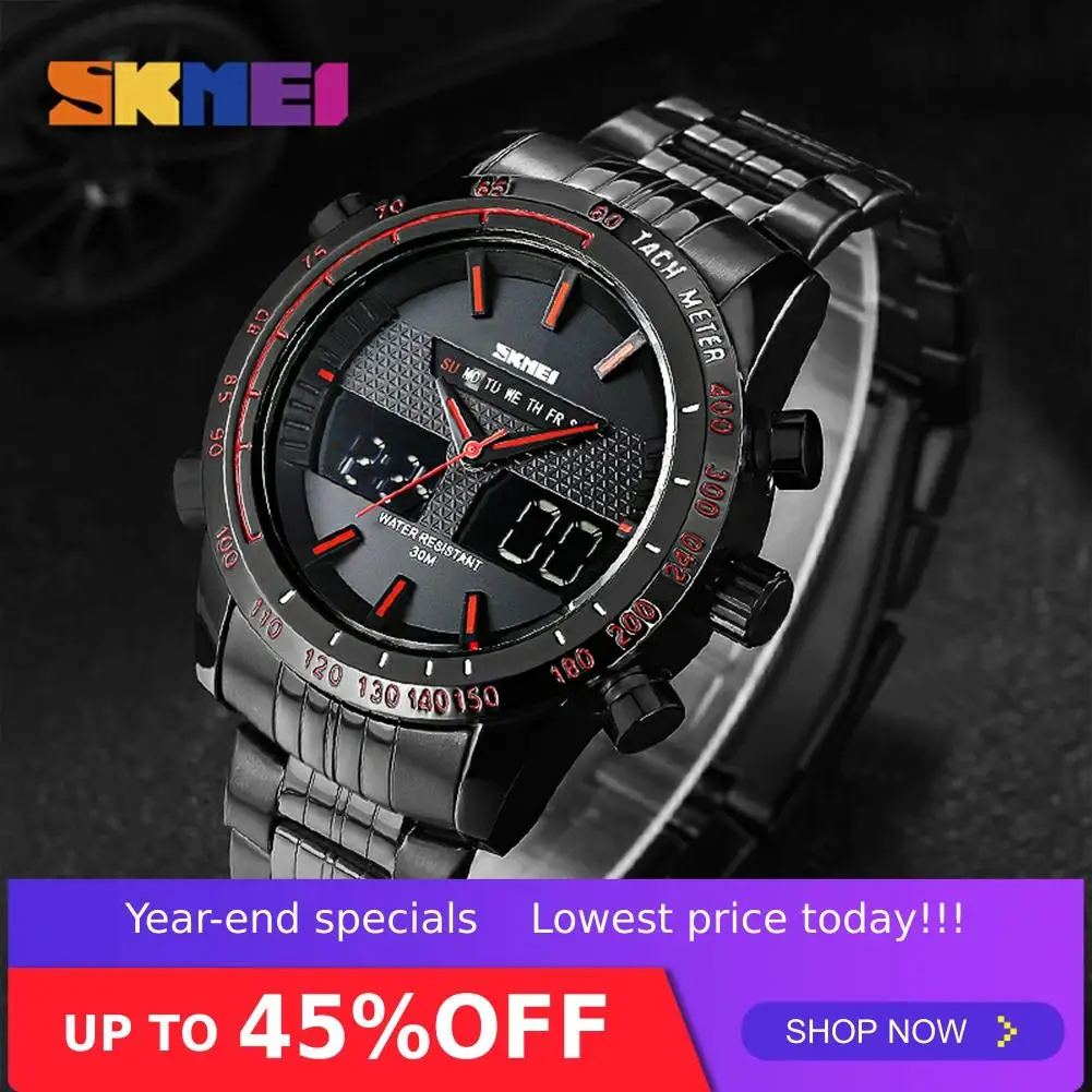 

SKMEI Digital Quartz Watches cool men White Sport Wristwatches Complete Calendar EL Light chronograph also with date 1131