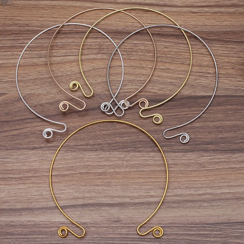 2pcs DIY Metal Collar Neckalce Circle Hang Hook Bride Base Setting Jewelry Making Components Wedding Necklace Jewelry DIY