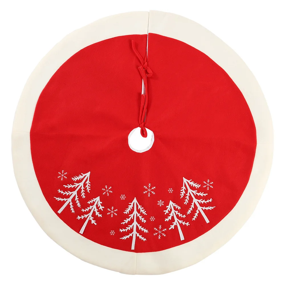 

1Pc New Red Flannel Printed Christmas Tree Skirt 90CM Tree Bottom Apron Carpet Christmas New Year Scene Decoration