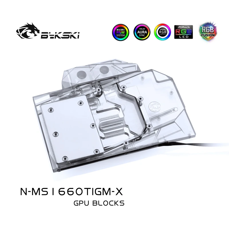 Водяной блок Bykski для MSI GeForce GTX 1660 Ti Gaming X 6G / ARMOR OC/медный радиаторный с полным