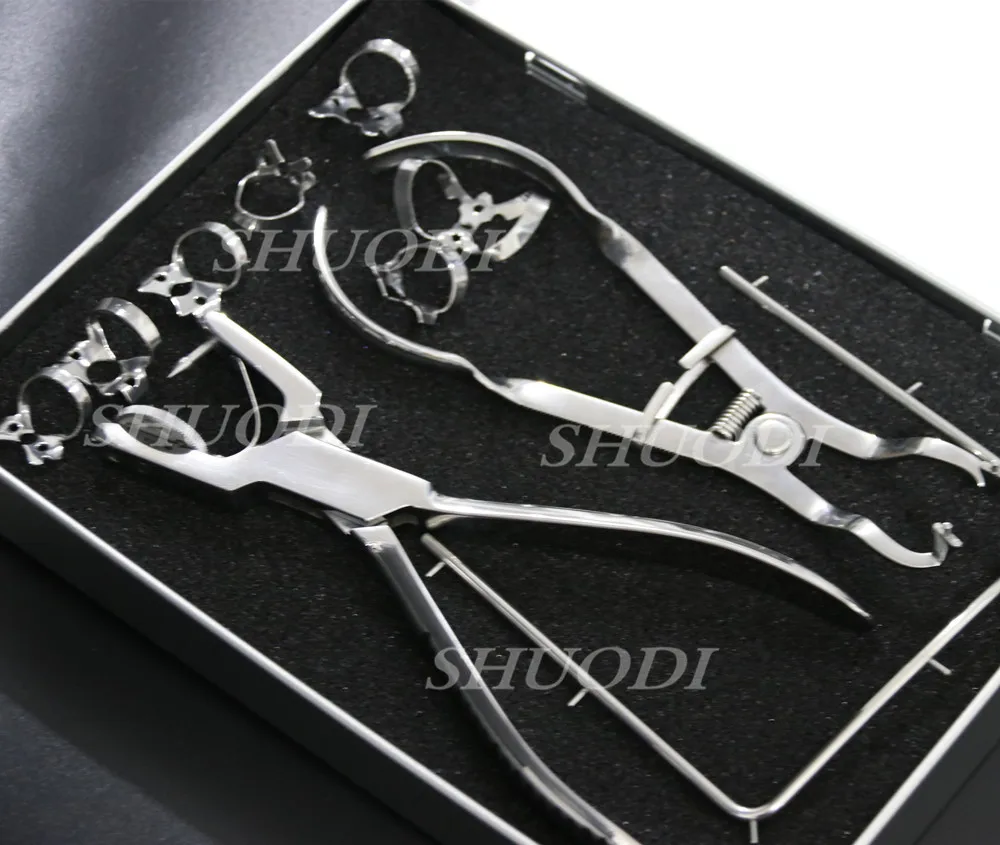 10 Pcs Set with box Стоматологическая немецкая нержавеющая сталь высокое качество резиновая плотина Удар Щипцы зажимы набор инструментов - Цвет: 10 Pcs Set with box