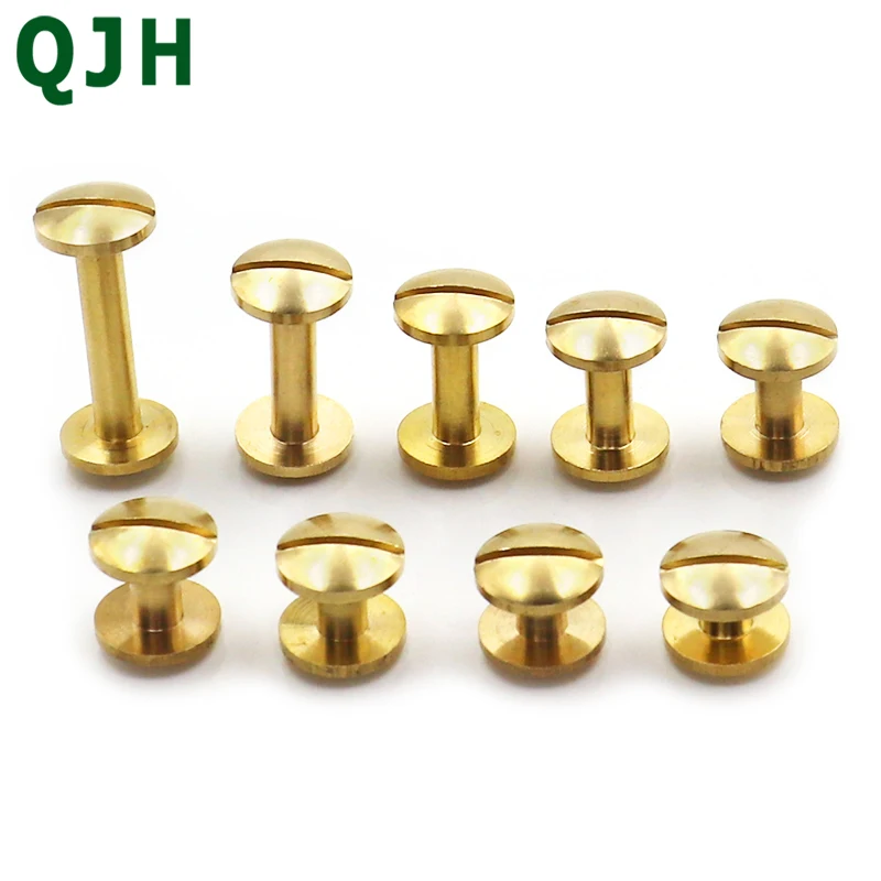 10pcs brass rivet screw DIY leather craft belt screw arc screw I shaped screw luggage belt metal