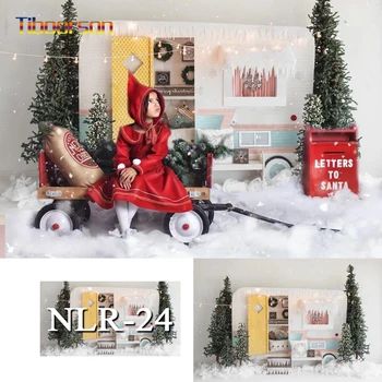 

Kids Birthday Backdrops Snow Christmas Gift Bus Santa Christimas Children's Backgrounds For Photography Photocall Props